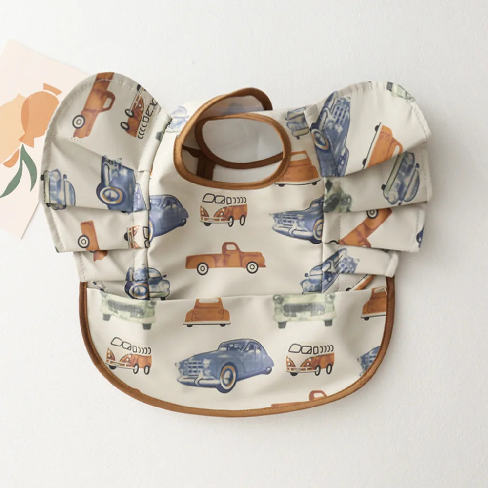 Baby Bibs INS Nordic Style Angel Feed Pocket Burp Girl Boy Infant Meals Bib Waterproof Easy Clean Cute Elephant Bibs Soft PU