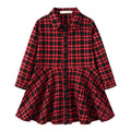 Girl's Shirt,Long Sleeve Girls Checked Dress,Fashion Sweet Teens Blouse,Lapel Letter Print Children's Plaid Tops,Princess Dress