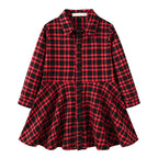 Girl's Shirt,Long Sleeve Girls Checked Dress,Fashion Sweet Teens Blouse,Lapel Letter Print Children's Plaid Tops,Princess Dress