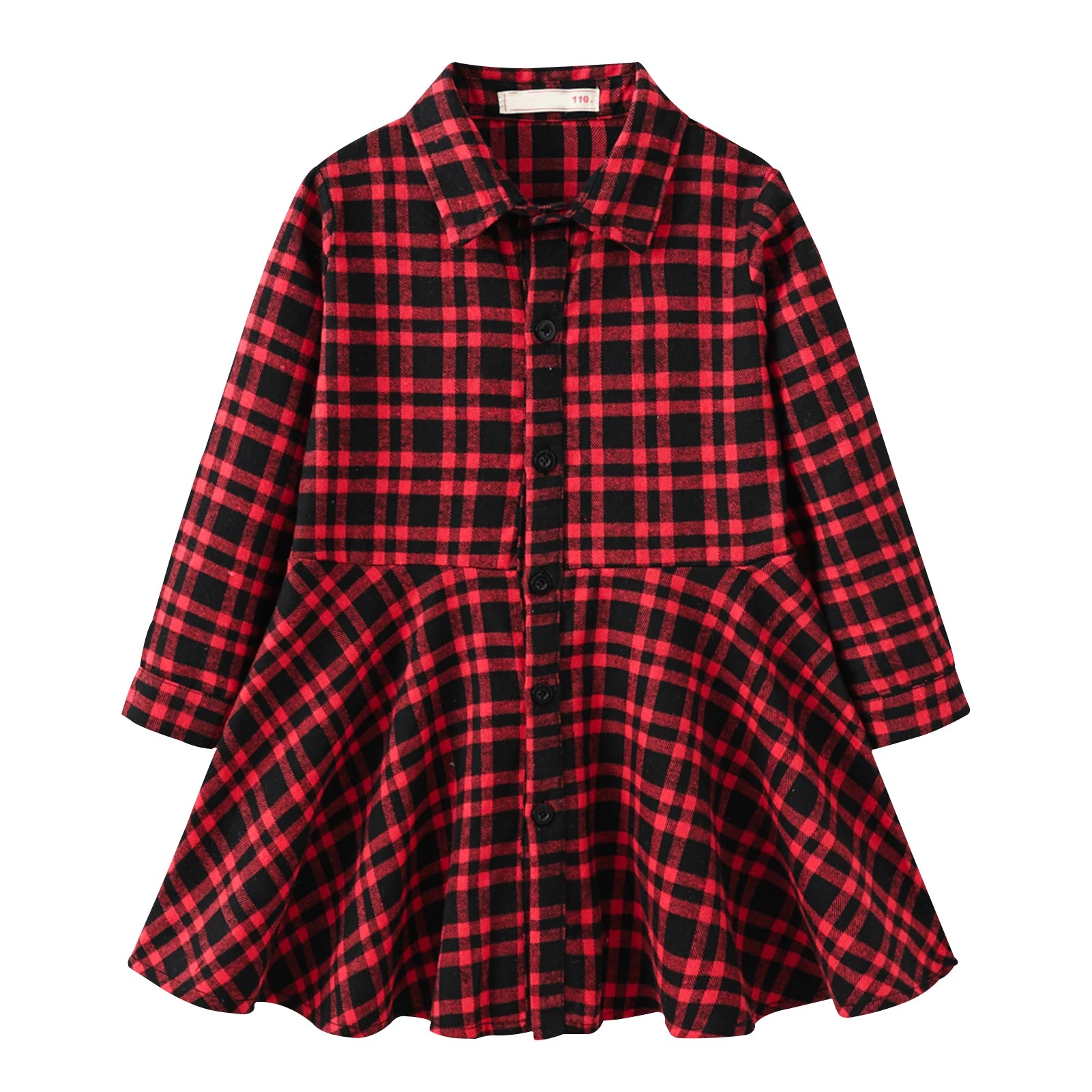 Girl's Shirt,Long Sleeve Girls Checked Dress,Fashion Sweet Teens Blouse,Lapel Letter Print Children's Plaid Tops,Princess Dress