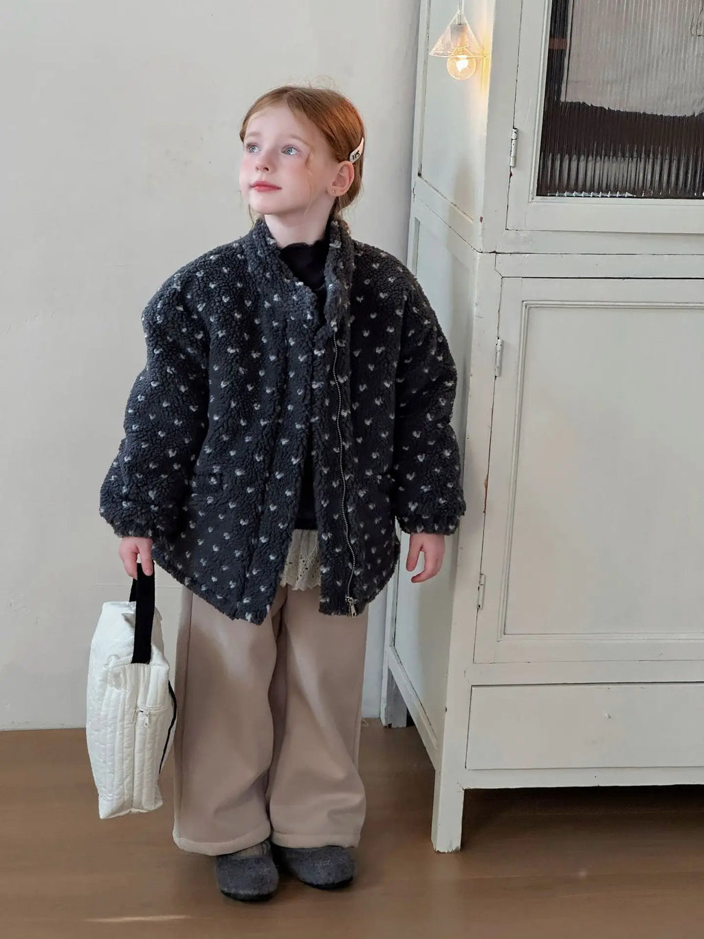 Girls Coat 2025 Winter New Thick Design Plush Stand Up Collar Jacket Daily Casual Versatile Temperament Warm and Comfortable