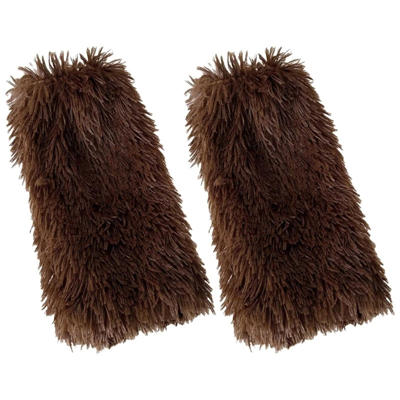 Colorful Furry Plush Leg Warmers Women Girl Winter Soft Thick Fuzzy Boot Cuffs Leg Sleeves Covers Footless Calf Socks Streetwear