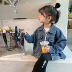 Girl Denim Jacket Spring and Autumn Children's Casual Jeans Clothes Little Girl Baby Denim Coat