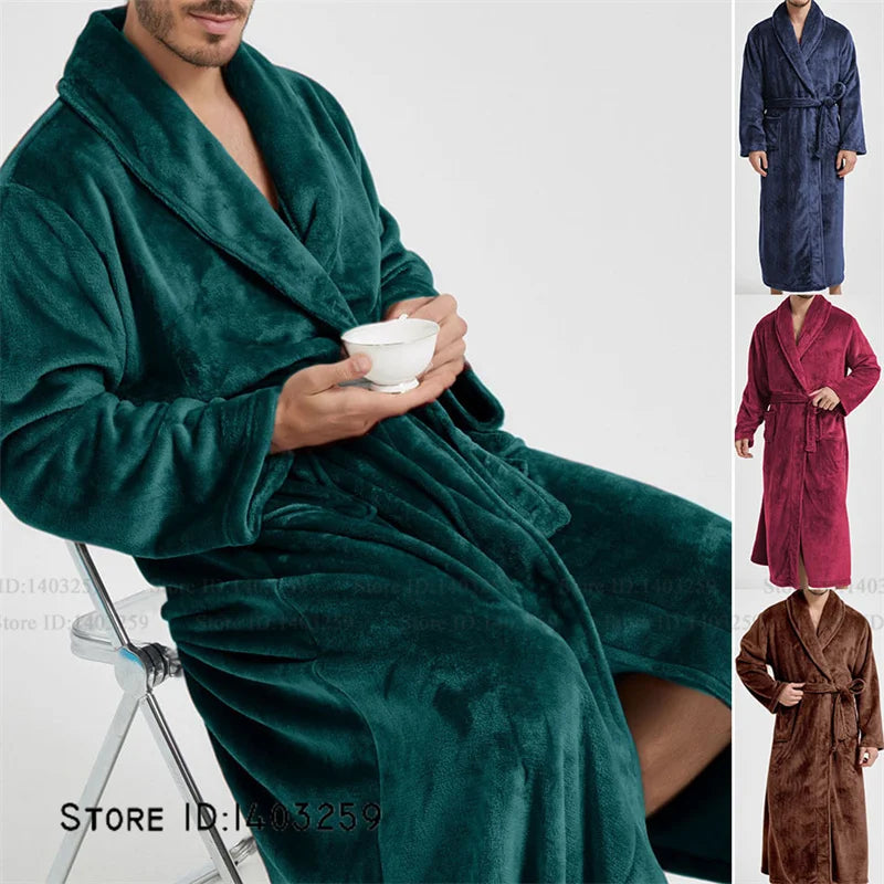 Winter Thicken Flannel Long Robe Couple Sleepwear