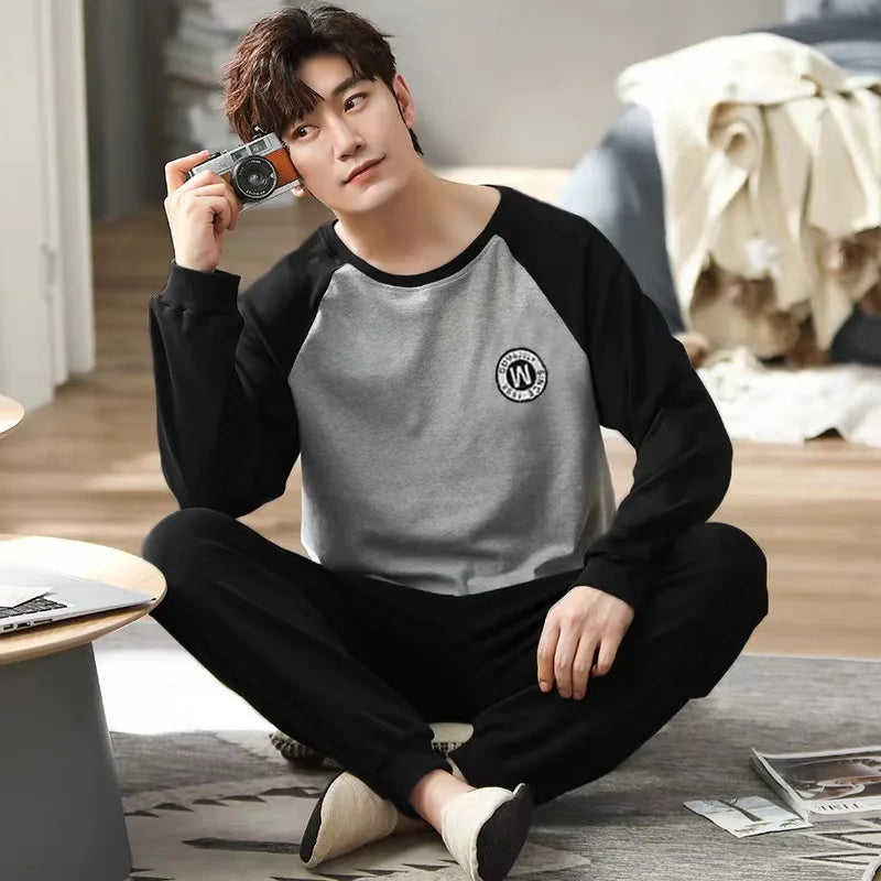 Pajamas Men Long Sleeves and Trousers