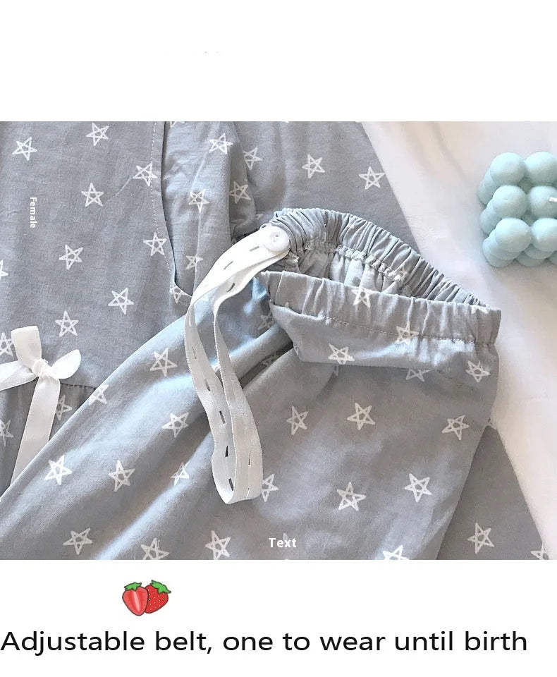 Maternity 2-Piece Spring And Autumn Breastfeeding Pajamas Homewear Spring And Summer Monthly Clothing Leisure Home Suit