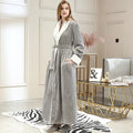 Men Winter Plus Size Long Flannel Bathrobe Warm Coral Fleece Kimono Bath Robe Night Cozy Sleepwear Women Jacquard Dressing Gown