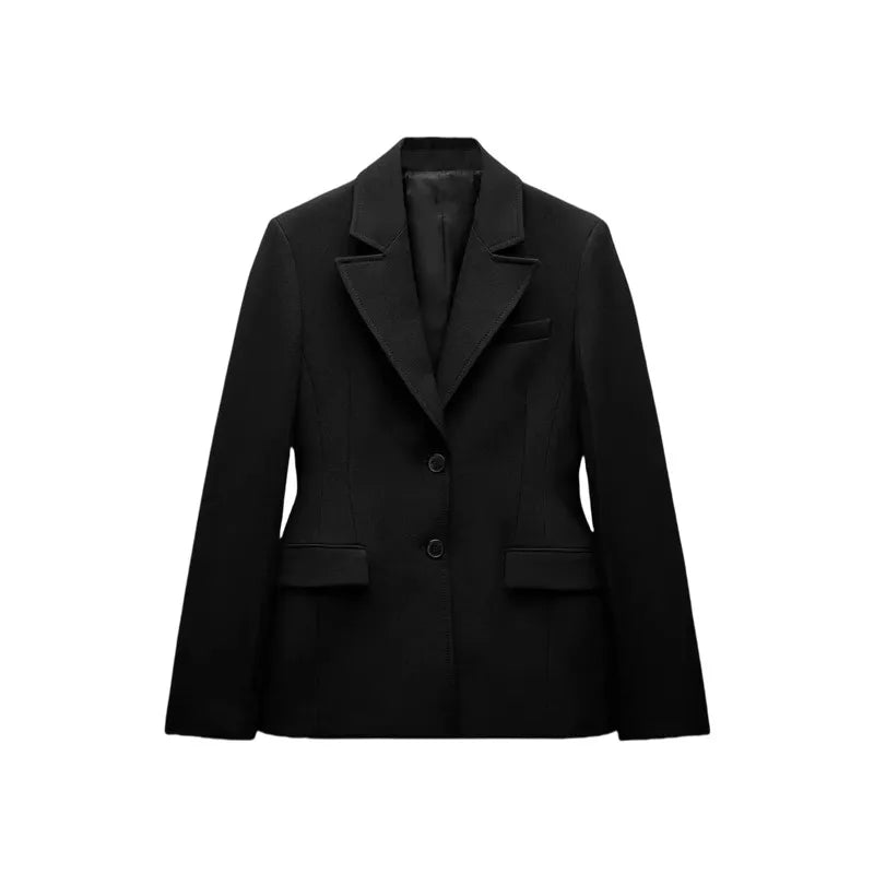 ZW Series Shoulder Padded Slim Fit Suit Jacket for Women ETJ 2025 New Collection with Waist Cinching Design  Casual Suit Jacket