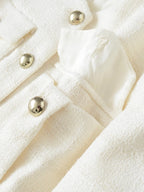 Women's Jacket Autumn New Style White Long Sleeve Button Decorative Short Jacket Aristocratic Style Personalized Fashion