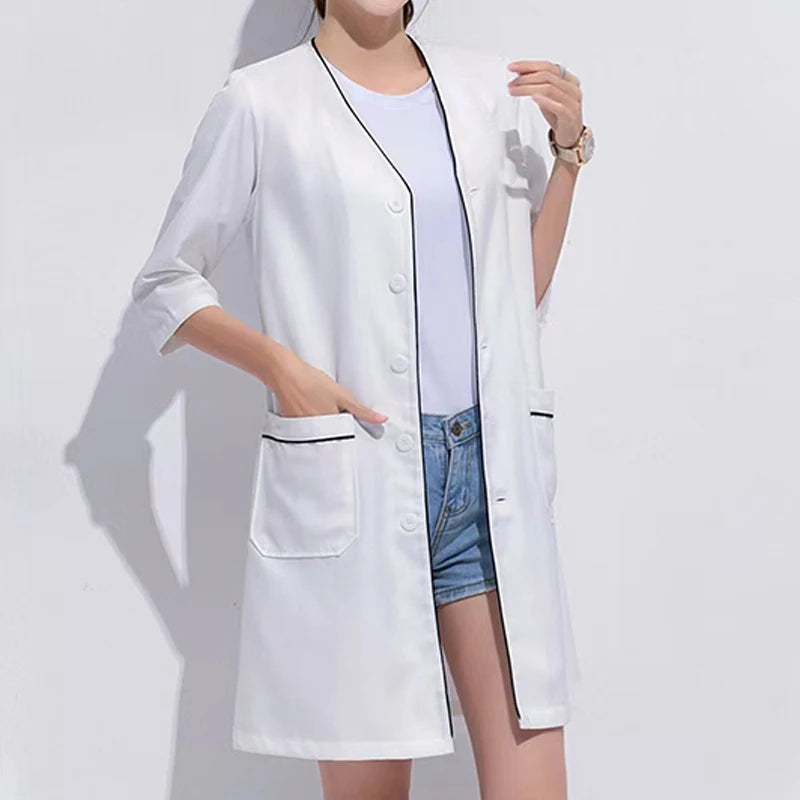 Beauty Salon Beautician Overalls Hairdressing Spa Massage Therapist Health Work Uniform Nail Salon Long / Short Sleeves Coats