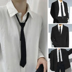 Black Unisex Ties Retro Narrow Neck Tie Slim Women Men Tie Korean Style Simple Trendy Tie
