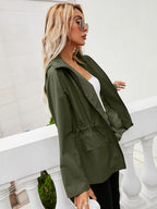 Hooded Zipper Waist Waterproof Raincoat Outdoor Sports Mountaineering Coat Women