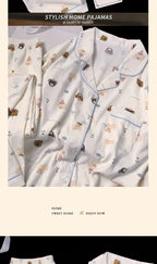 Postpartum Clothing Cartoon Bear Autumn Long Sleeve Outerwear Pajama Women Set Home Clothes Maternity Ladies Sleepwear Hoemwear