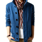 Men Sweater New Autumn Front Button Cardigan Stand Collar Sweaters