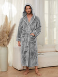 Men's Autumn/Winter New Style Comfortable Cotton Flannel Robe Luxury Open-Front Couples Robe Men's Warm Bathrobe Nightwear