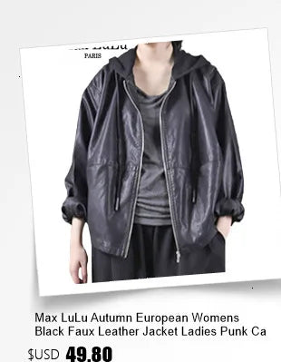 Amax LuluE Chinese 2025 Autumn Ladies Fashion Patchwork Faux Leather Jackets Womens Loose V Neck PU Coat Luxury Vintage Outwear