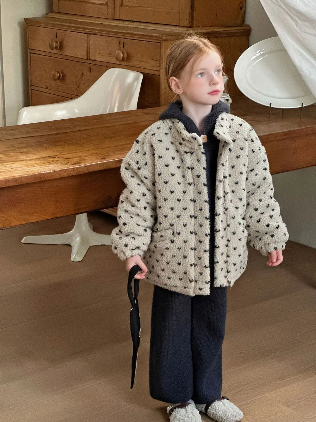 Girls Coat 2025 Winter New Thick Design Plush Stand Up Collar Jacket Daily Casual Versatile Temperament Warm and Comfortable