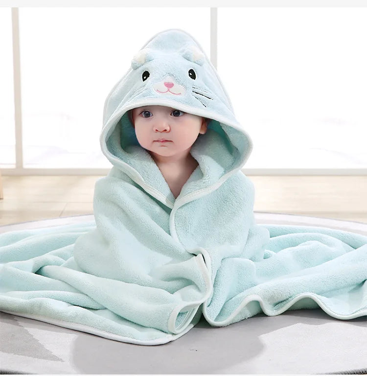 Newborn Baby Bath Towel Cartoon Baby Swaddle Kids Bathrobe Fleece Blanket Warm Sleeping Swaddle Wrap for New Born Boys Girls