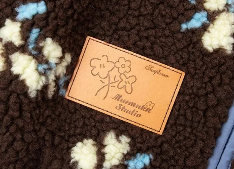 Girl's Winter Coat Floral Jacquard Lamb Fur Thickened Stylish Autumn Winter Toddler Kids Cotton Jacket