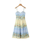YENKYE Sexy Spaghetti Straps Floral Print Boho Dresses Women Elegant A-line Midi Summer Vacation Dress 2026 Robe