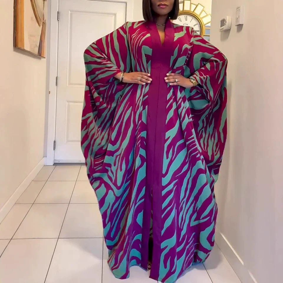 Ramadan Muslim fashion new vacation beach cape cardigan 3D digital printing casual Middle East Dubai robe women's clothing