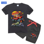 boys shirt  Baby Boy Clothes Set Cartoon Blazing Speed Cars Monster Machines