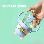 410ML Baby Drinking Cup Feeding Bottle Anti-Choking with Straw Gravity Ball Wide Caliber Drinking Milk Water Bottle with Handle