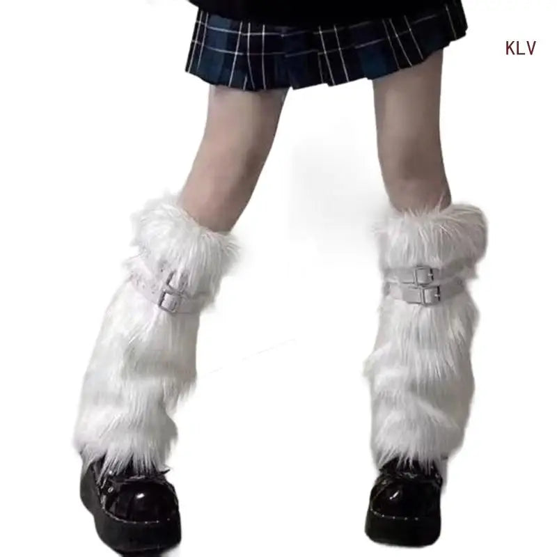 Faux Furs Leg Warmer,Warm Soft Cozy Fuzzy Leg Warmer Boot Cuffs Cover for Women Party Costumes Boot Sleeves Boot Covers