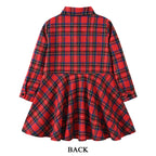 Girl's Shirt,Long Sleeve Girls Checked Dress,Fashion Sweet Teens Blouse,Lapel Letter Print Children's Plaid Tops,Princess Dress