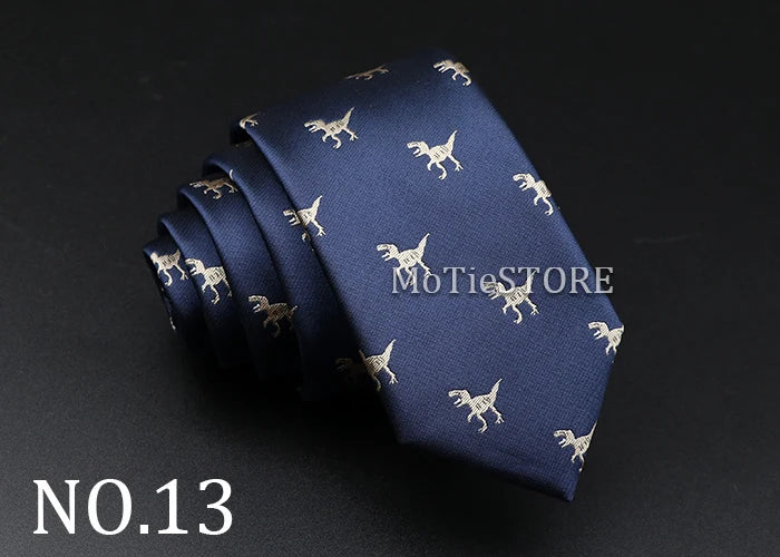 New Design Animal Tie For Men Polyester Woven Necktie Ladybug Dog Dinosaur Shark Jacquard Fashion Party Wedding Gravata Ties