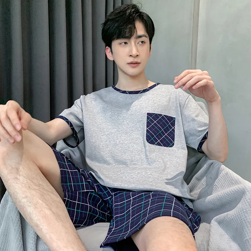 Men Pajamas Short Sleeve Shorts