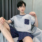 Men Pajamas Short Sleeve Shorts