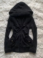 American hot girl big fur collar slim short jacket for women buckskin velvet waist slimming hooded cardigan sweatshirt