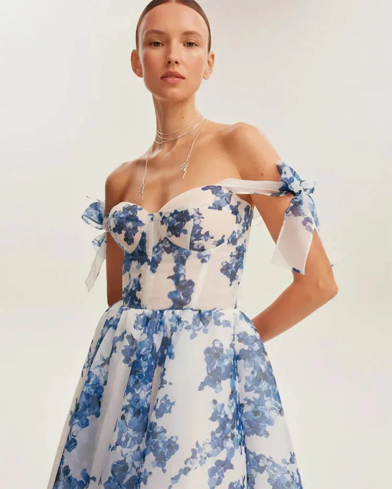 French Super Fairy Holiday Suspender Sleeveless Waist Printed Dress Slim Fit Party Dress for Women Bandage Sweet Ladies Dress