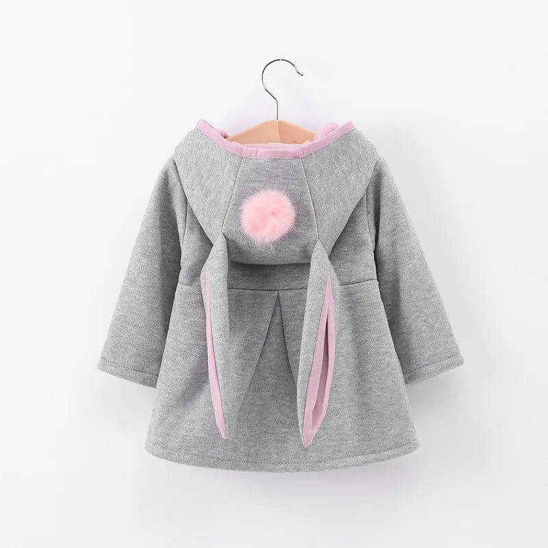 Baby Girls Jacket in Spring Rabbit Ears Coat Children Clothes Outerwear Autumn Kids Warm Cotton Dress Jacket Infant Girl Coat