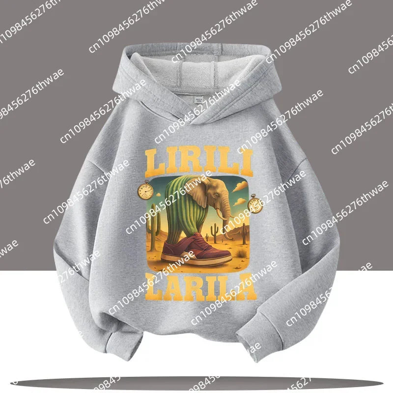 Boy's sports shirt -interesting Italian brain rot Tung Tungtung Sahur children's hooded shirt                h cartoon print-fall/winter top