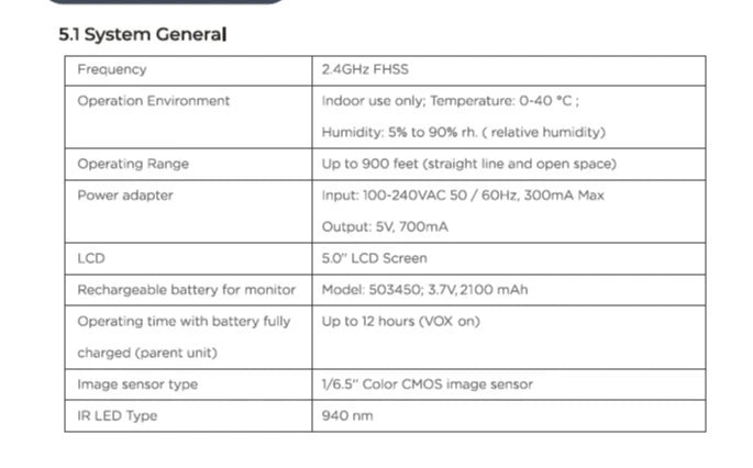 5 Inch Large Screen 360 Degree Bobbing Head 5 Inch Baby Monitor