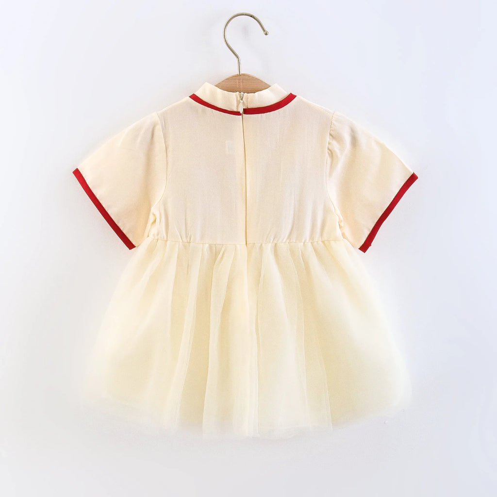 Children's Clothing Girl's Dress Summer New Cute Small Bow Flower Embroidery Improved Version Hanfu Ru Skirt