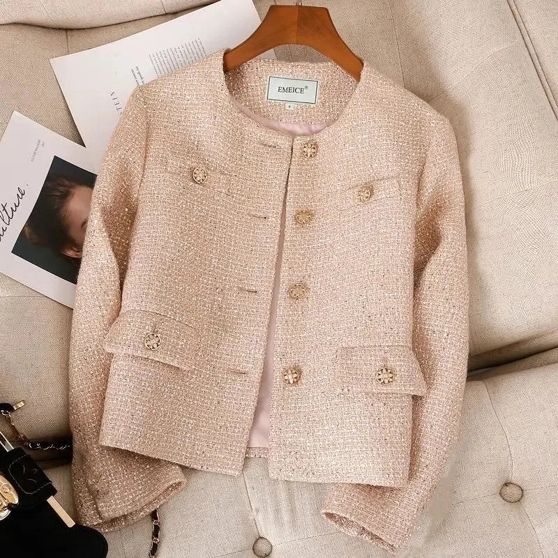 Jacket Women's Autumn 2025 New High-end Temperament Socialite Short Slim-fitting Casual Tweed Top