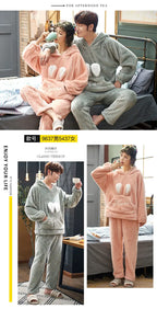 Couples Pajamas Women Men Winter Thicken Pyjamas Sleepwear