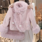 Girls' Winter Embroidery Chinese Style Clothing Set 2026 New Chinese Style Children's Fashion Coat Half Skirt 2-Piece Set LI638