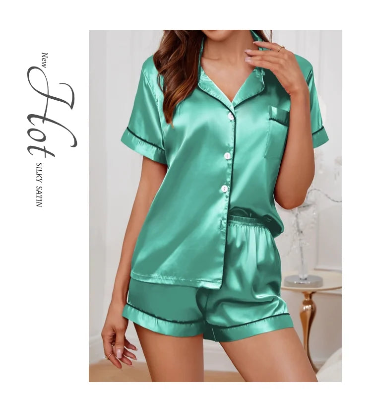 Women's Pajamas Set Satin Sleepwear
