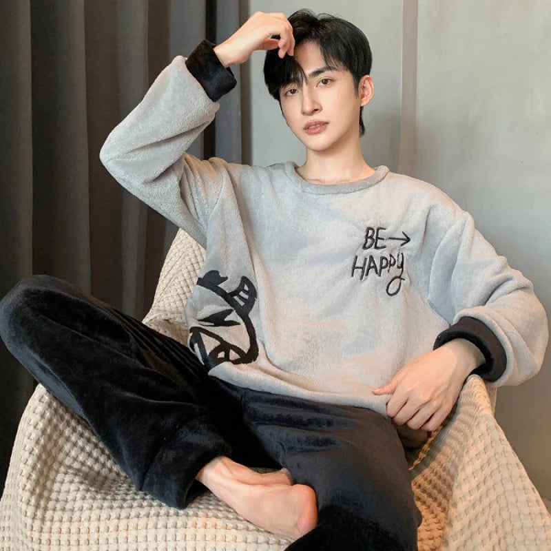 Men's Winter Pajamas Men's Sports Suit Homewear Pajamas Youth Clothes Y2K Casual Wear Full Man Tracksuit Workout Set Bathrobe
