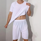 Men's two-piece ice silk pajamas