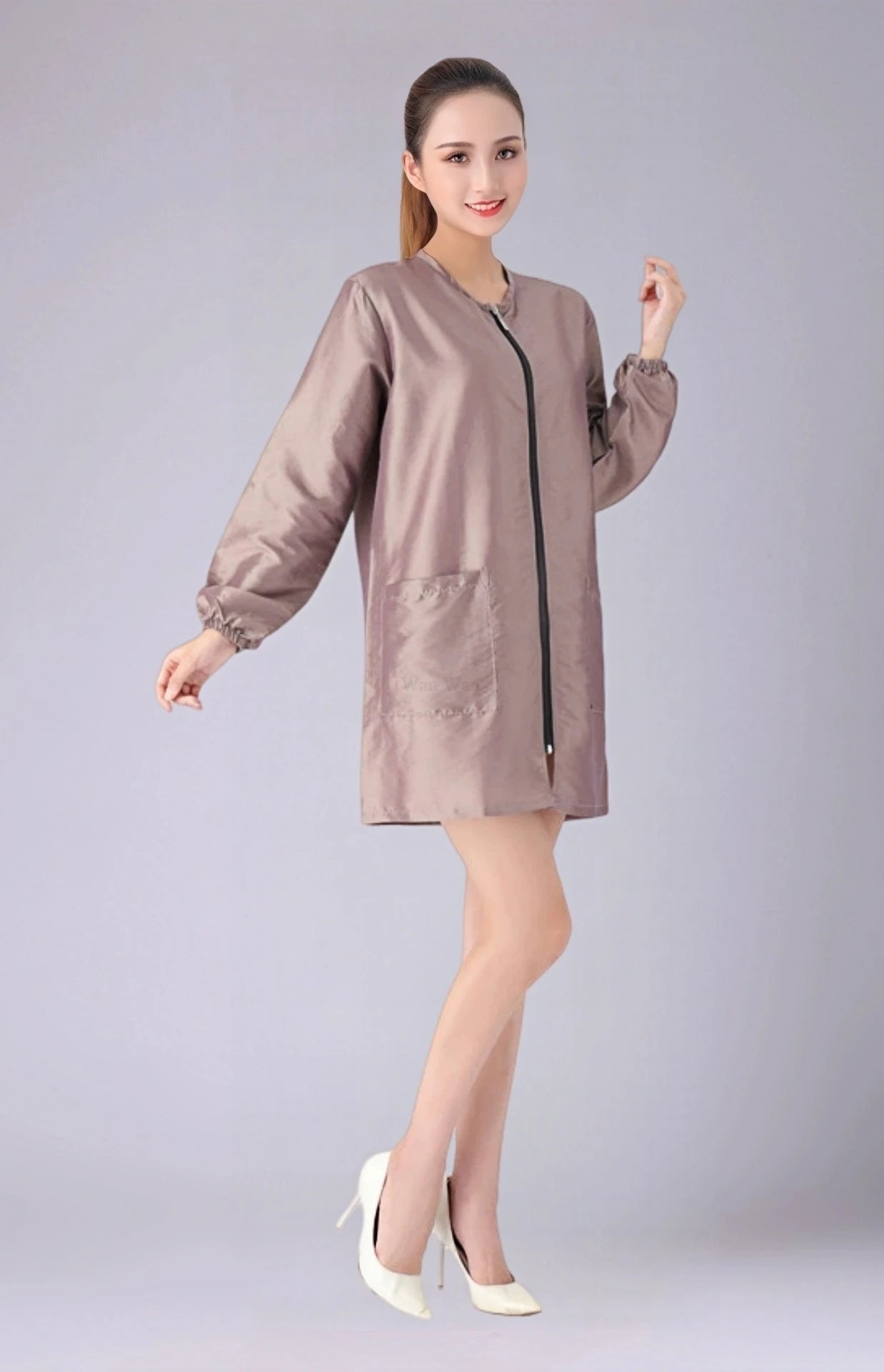 Hair Salon Work Clothes Pet Grooming Uniforms Long Sleeve Beauty Salon Smock Barber Shop Hairdresser Robe Anti Hair Gown Y1206