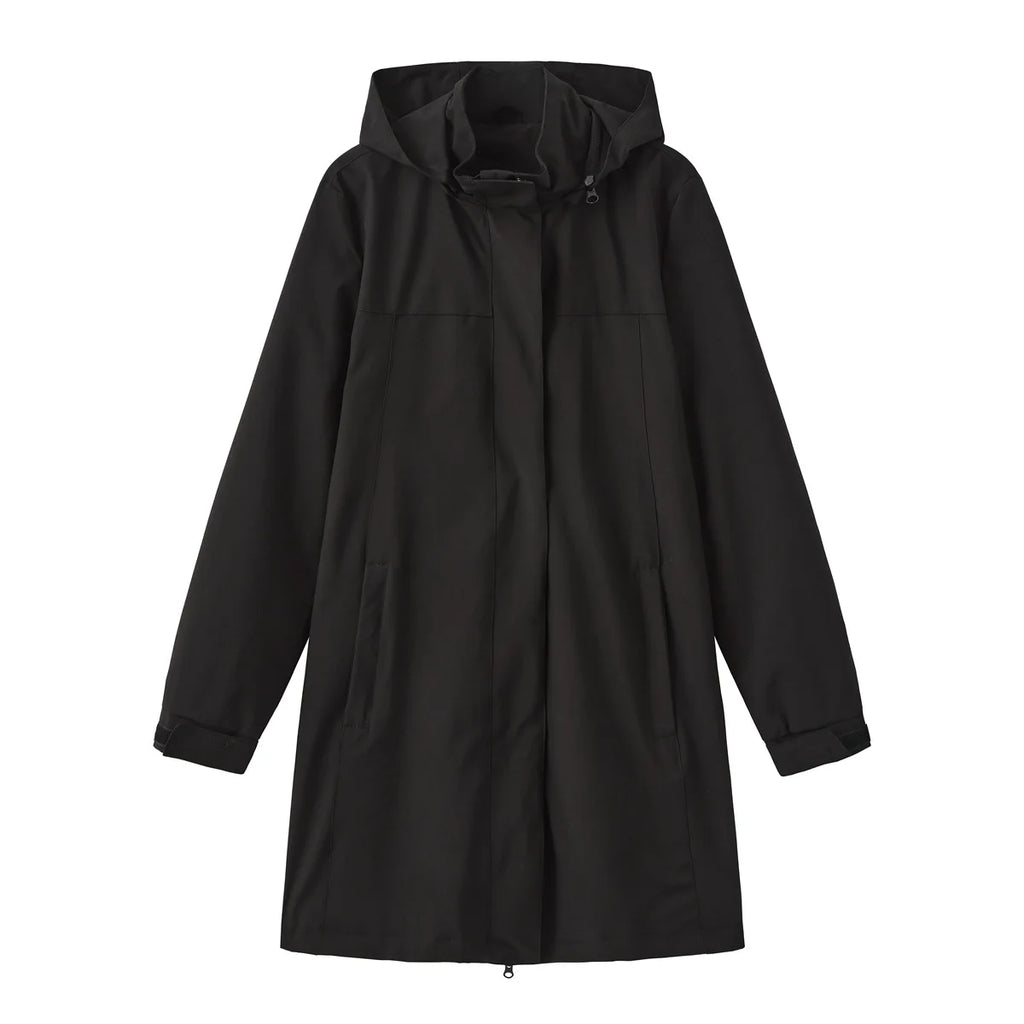 Spring Autumn Women's Solid Color Long Sleeve Lightweight Trench Coat with Detachable Hood Water-Repellent Windbreaker
