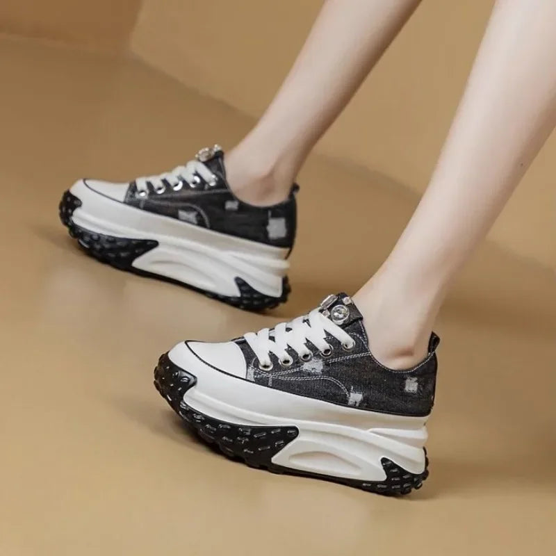 Women's Shoes High on Platform Retro Ladies Footwear Y2k Fashion Casual Light Cheap Offer Daily Routine 39 Vulcanized Shoe Deals