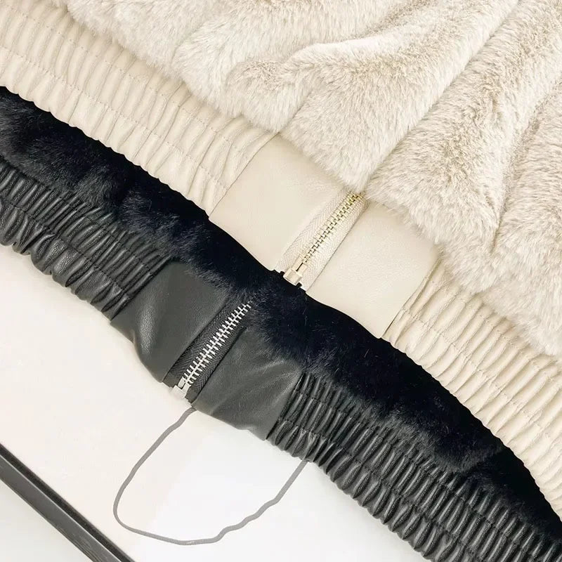 Winter Women's Casual Cotton Jacket With Hooded Artificial Fur Effect Elegant European Style Mid Age Loose Fit Coat