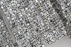 BKQU Tweed Sequined Jackets Women Casual Loose Round Neck Long Sleeved Cropped Silver Cardigan Autumn Female Warm Elegant Coats