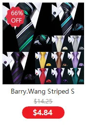 Male Luxury Neck Tie For Men Business Red Striped Silk Tie Hanky Cufflinks Set Barry.Wang Fashion Neckwear Wedding Party Casual